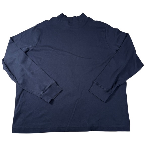 Lands End Women's Plus Size Relaxed Cotton Long Sleeve Mock Turtleneck 2X Navy - Picture 5 of 10